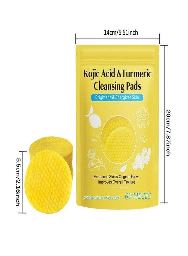 SHKAYTO Turmeric Kojic Acid Cleansing Pads, 60 pcs Kojic Acid and Turmeric Cleansing Pads, Turmeric Face Scrub Pads with Vitamins, Cleansing Pads for Dark Spots, Exfoliating Turmeric Pads Suitable for all Skin Types - Image 2